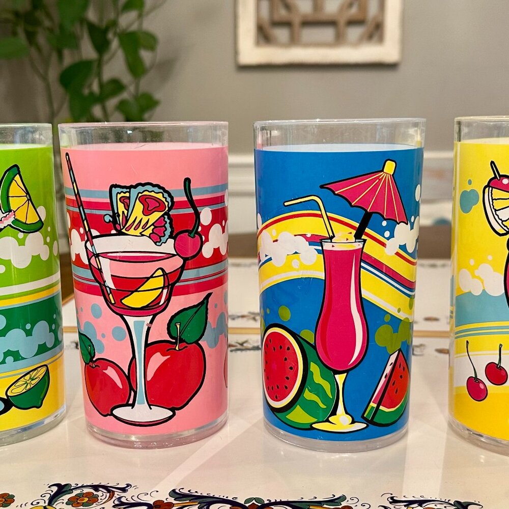 vintage set of 4 1990s acrylic tumblers